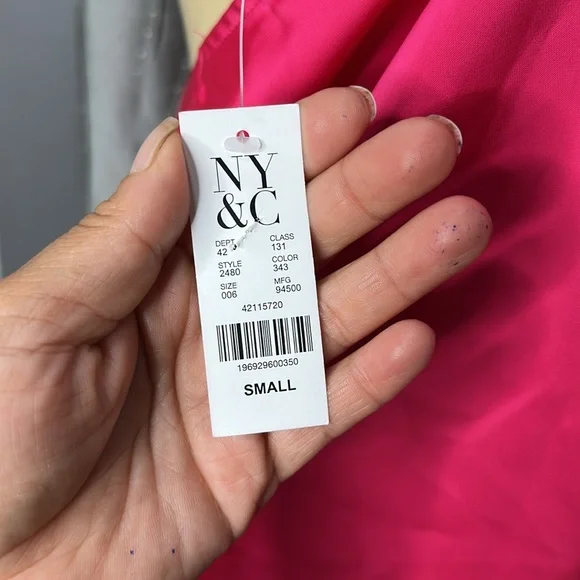 New York & Company Vibrant Pink Satin Cowl Neck Top Sz S - Picture 5 of 6